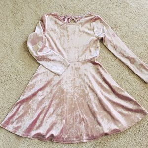 Pink velour girls dress